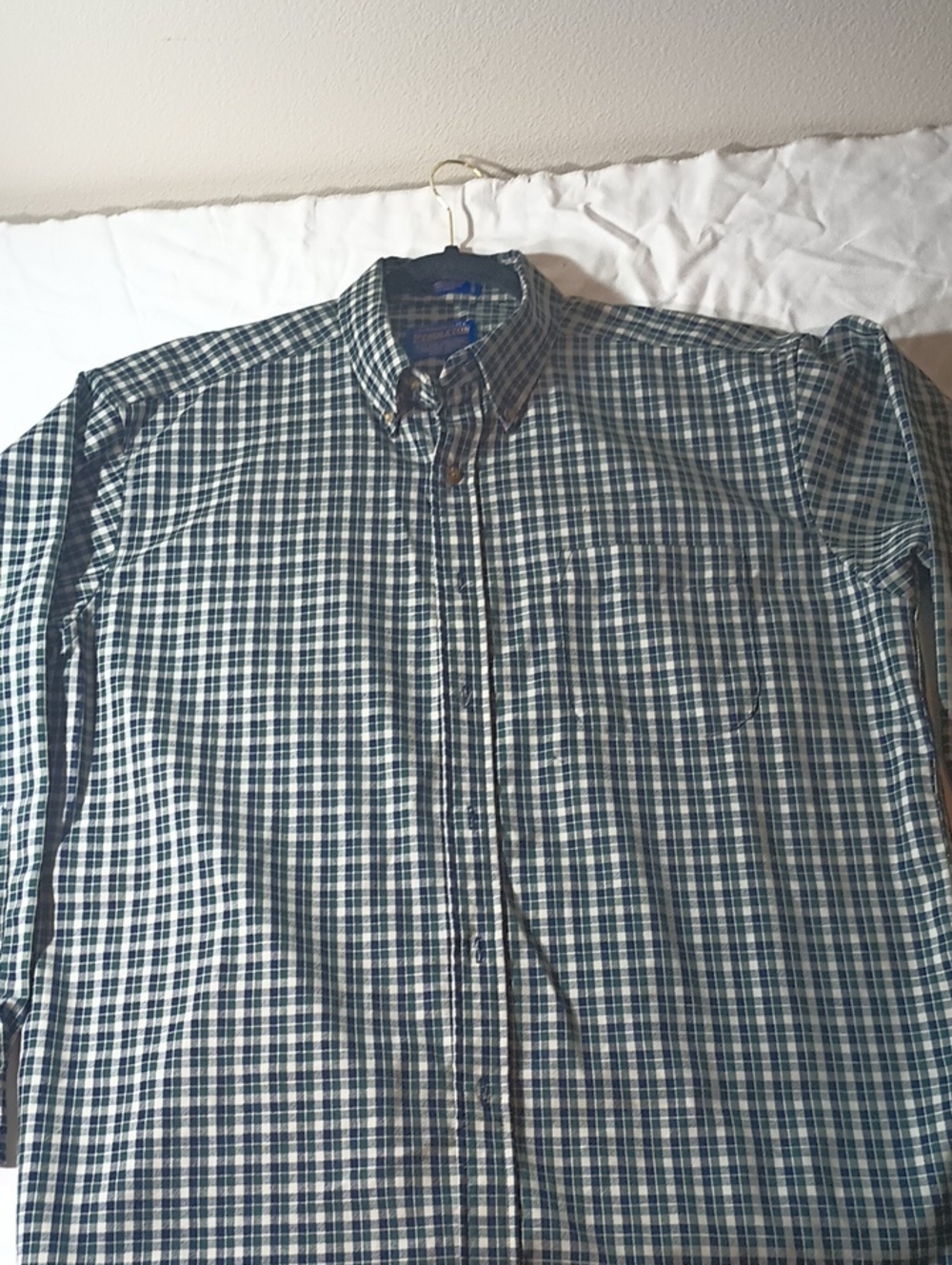 Pendleton Green and White Plaid Button-Down Shirt